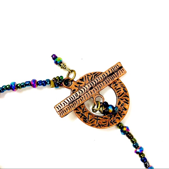 Glamorous Artisan Iridescent and Purple Halloween Pumpkin Necklace - Picture 4 of 8